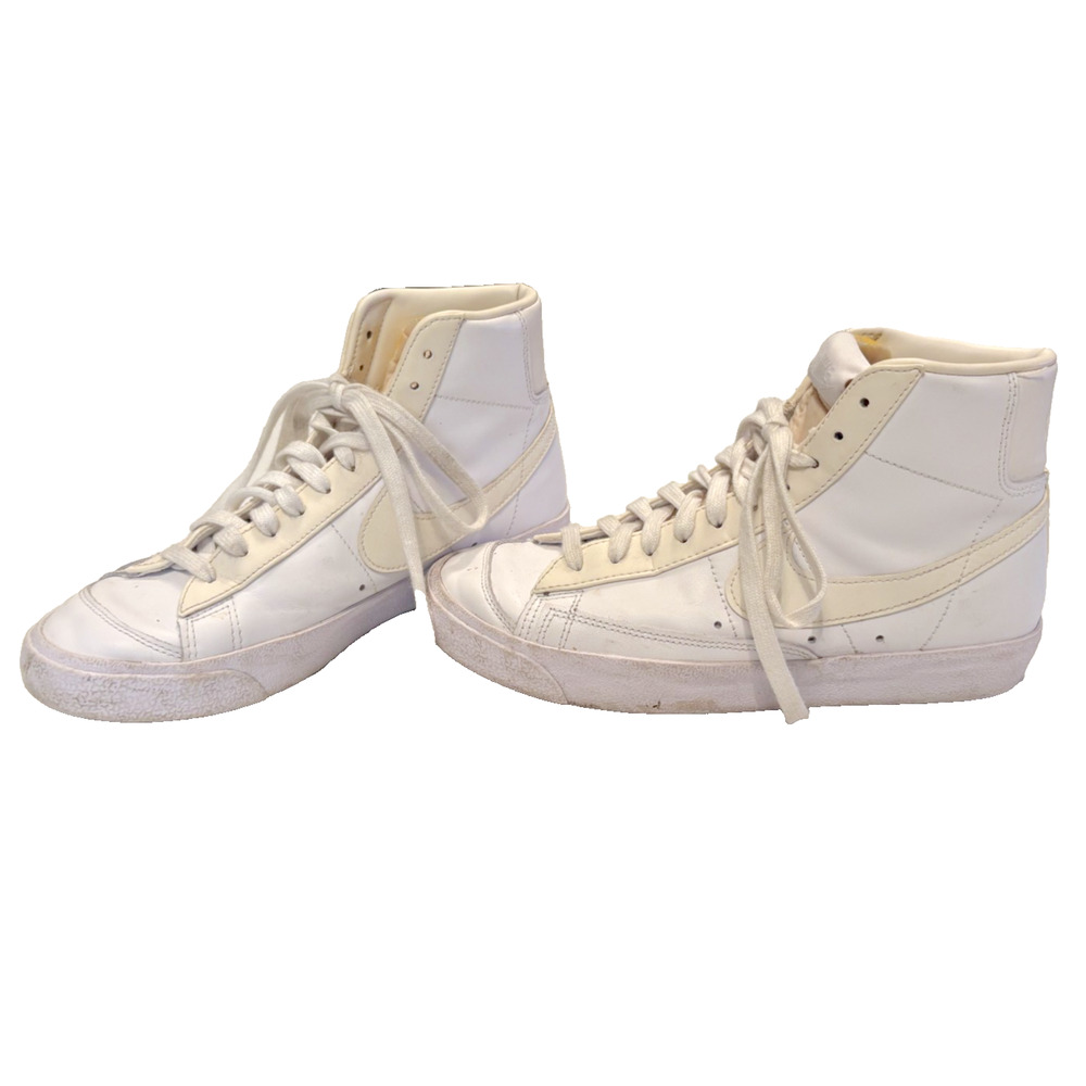 Nike Blazer Mid '77 Sneakers Womens 8.5 Triple White Leather Shoes CZ1055-117
